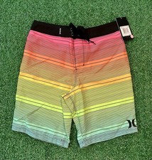 Boys Hurley Multicolor Striped Swim Trunks Board Shorts 10/25