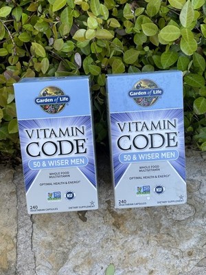 2 Pack Garden of Life Vitamin Code 50 & Wiser Men Multi, 240ct Per Bottle/ READ