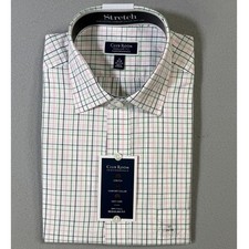 Club Room Men's Regular Fit Letto Plaid Dress Shirt pink green 17 34-35 60