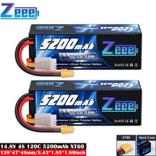 2x Zeee 4S LiPo Battery 14.8V 5200mAh 120C XT60 Plug for RC Car Airplane Boats