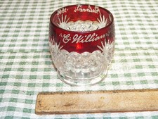 1899 Souvenir of Salt Palace Ruby Flash Glass Toothpick Holder "G. Williams"