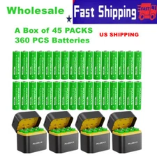 BOX OF 360PCS 1.5V 3400mWh AA Rechargeable Lithium Batteries with 45PACK Charger