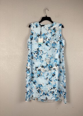 Ming Wang Size M Floral Sheer Crew Neck Sleeveless Sheath Dress NWT $235