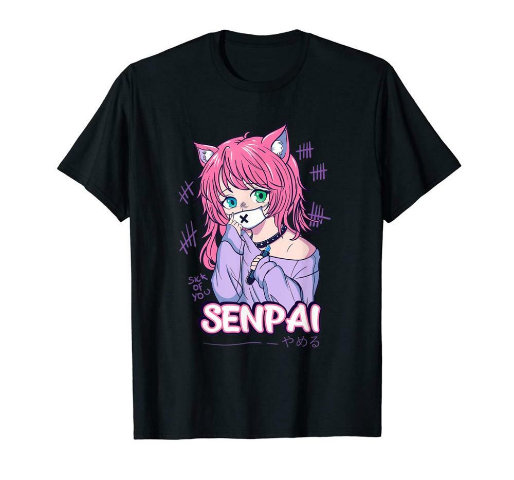 Kawaii Anime Neko Girl Shirt Senpai Menhera Harajuku Style