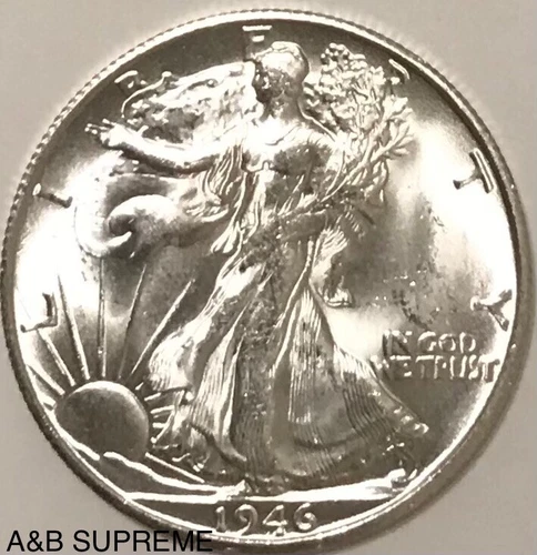 1946 S Walking Liberty Half Dollar From OBW Roll Estate CH-GEM Bu Unc 90% Silver