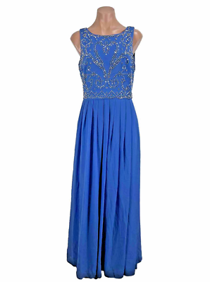 Xscape Dress Perriwinkle Beaded Sequin Empire Waist Low Back y2k 10 PROM  Evening | eBay