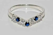 1.5Ct Round Cut Simulated Sapphire Women Engagement Ring 14k White Gold Plated