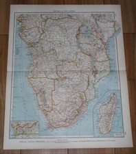 1911 ANTIQUE MAP OF SOUTH / CENTRAL AFRICA / GERMAN COLONIES TANZANIA NAMIBIA