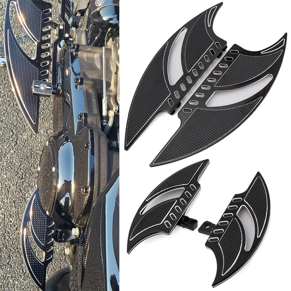 Driver & Passenger Foot Floorboards Pegs Pedal Set For Harley Softail Touring Foto 3 de 4