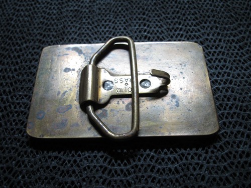 ABSTRACT EXOTIC WOOD TURQUOISE BRASS HIPPIE BELT BUCKLE! VINTAGE! RARE! HANDMADE - Picture 8 of 9