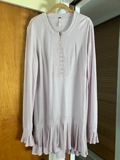 FREE PEOPLE Your Girl Thermal Henley Mini Dress Waffle Knit Tunic Top Pleated M