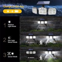 3 Head 50000LM LED Solar Lights Outdoor Waterproof Motion Sensor Security Lamp 5