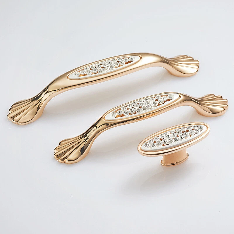 Diamond Crystal Chrome Drawer Pull Handles Cupboard Door Knob Cabinet Wardrobe - Image 2 of 4