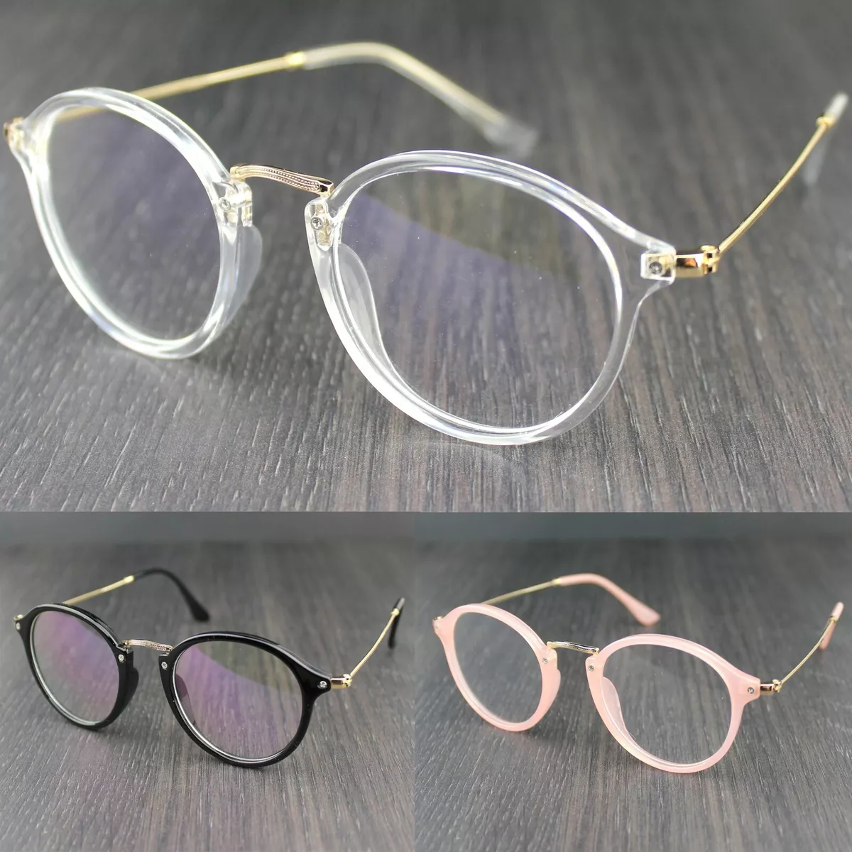 Unisex Oval lens Metal Plastic frame Clear Lens Fashion Glasses