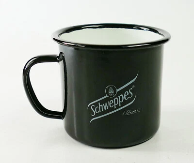 Schweppes seit 1783 Emaille-Becher schwarz Tasse Glas Design Metall Mule 1338