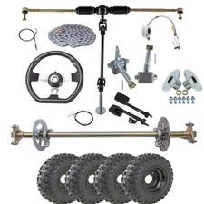Go Kart ATV 29" Rear Live Axle Kit 6" Wheels Front Steering 3 Stud Knuckle Hub