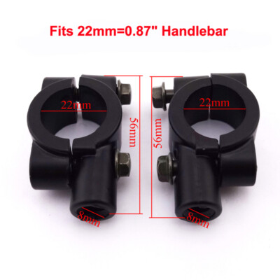 8mm Mirror Mount Holders Bracket Clamp For 7/8'' Handlebar Moped Dirt Bike ATV
