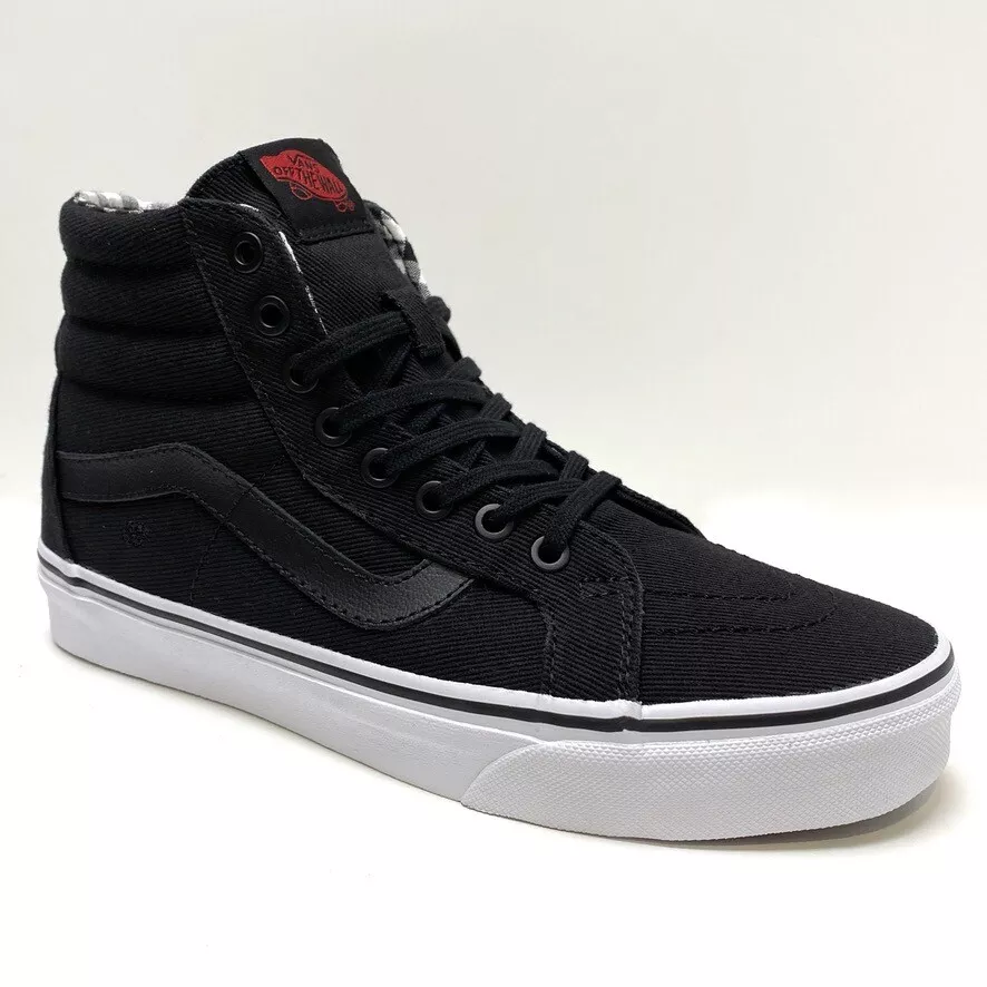 VANS SK8 HI BLACK WHITE TWILL GINGHAM TRAINERS UK 6 EUR 39