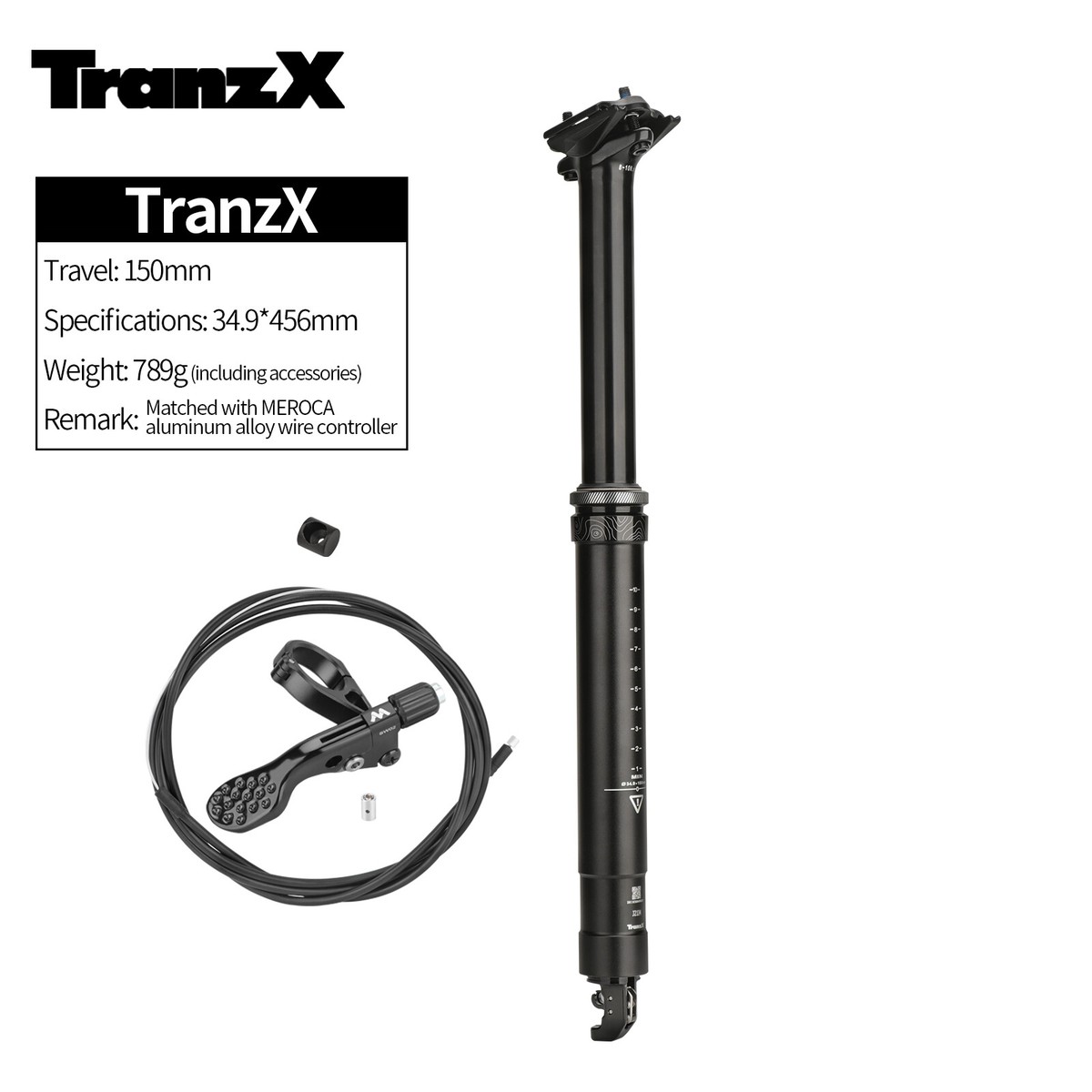 TranzX Internal Bicycle Dropper Post Seatpost 34.9mm 406/456/556mm