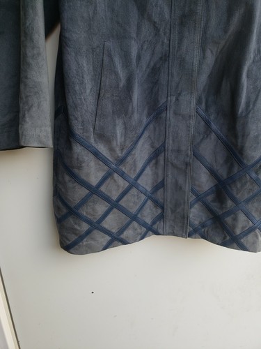 Paco Rabanne Paris Vintage 70s 80s Suede Blue Coat Jacket Size 44 Rare! - Picture 2 of 12