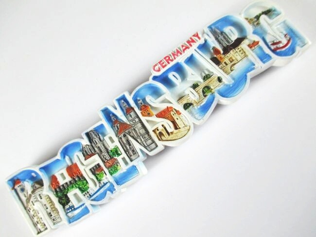 Regensburg Cathedral... letters magnet poly relief 12 cm Germany souvenir