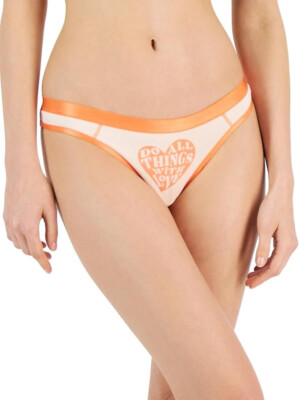 Jenni Women's Thong Underwear, Love Print, Size: Large-Orange