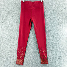 PEACH Leggings Womens Medium Red Gold Made in USA Active Yoga Workout Stretch