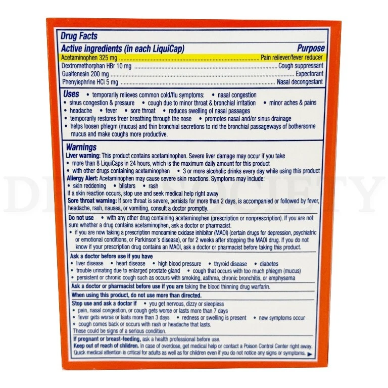 Vicks DayQuil лекарства от тяжелой простуды и гриппа жидкие капсулы 24 шт каждый лот из 2 - Изображение 4 из 4