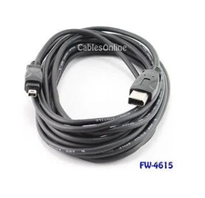 15ft. IEEE 1394 Firewire 6 Pin to 4 Pin M/M Cable Black