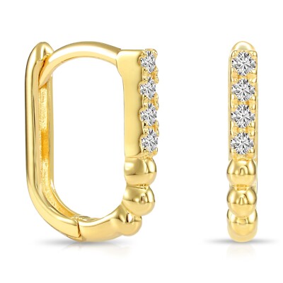 14K echtes massives Gold zierliche gepflasterte Diamant kleine Huggie Creolen Labgrown 12 mm
