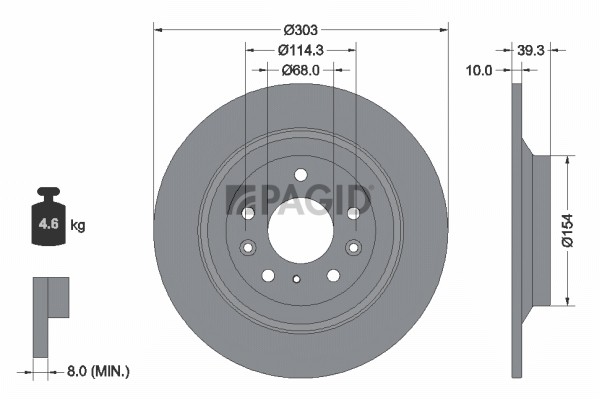 2X Pagid Bremsscheibe Voll Ø303Mm FüR Mazda CX-30 DM-image