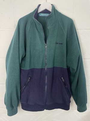 Men s Eurohike Size M Fleece Jacket Full Zip Blue & Green Thick Heavy Fabric