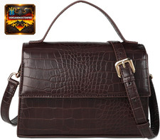 Damen Handtasche Schwarz Krokodilprägung Umhängetasche Crossbody Alltag Büro Abe