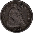 1871 5c Seated Liberty Silver Half Dime ~ Fine Details