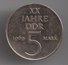 DDR 5 MARK "HEIERMANN" 1969 "XX Jahre DDR" - Schöner Erhaltungszustand -