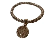 Tree Of Life Charm Bracelet Gold Tone Stretch Boho Hippie Nature