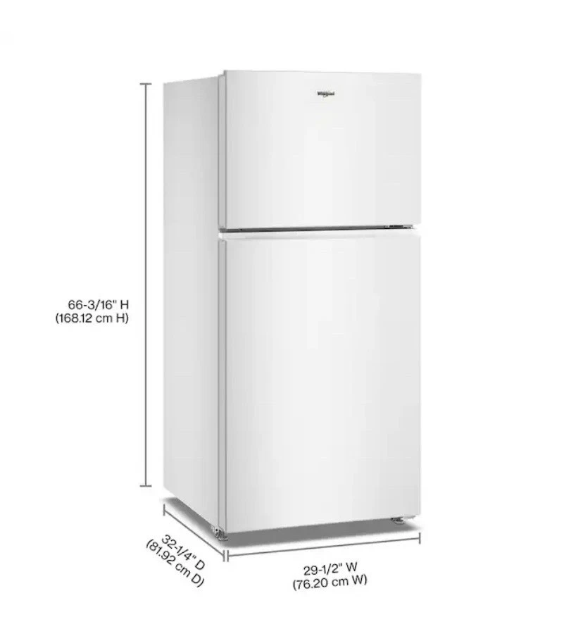 Refrigerador WHIRLPOOL 19,3 pies cúbicos profundidad estándar 30 pulgadas techo ancho congelador WRTX5419SW Foto 4 de 4