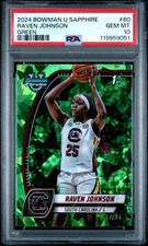2024 BOWMAN UNIVERSITY CHROME SAPPHIRE GREEN #60 RAVEN JOHNSON 17/65 PSA 10