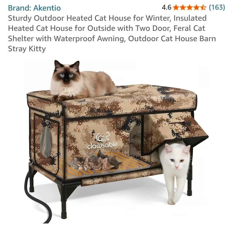 Heated Waterproof Cat House with Camera & Escape Door for Outdoor Winter Use