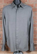Brioni for Bergdorf Goodman Mens Size 41 16 Gray French Cuff Dress Shirt