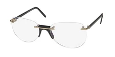 NEW ANDY WOLF FARIA GLASSES A MENS PILOT METAL & PLASTIC RIMLESS BLACK 56-18-140