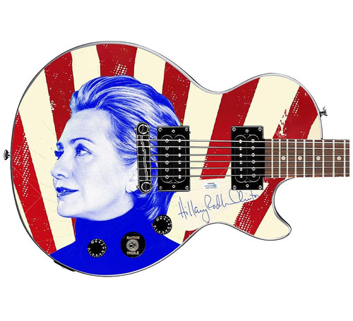 Hillary Clinton Signed Gibson Epiphone Les Paul Photo Graphics Guitar ACOA