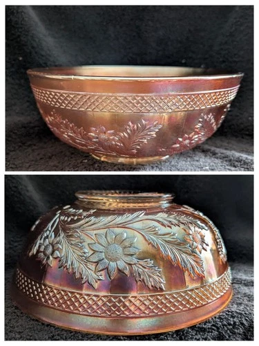 RARE Dugan  Lattice n Daisy Master Berry Bowl in Marigold 1912c