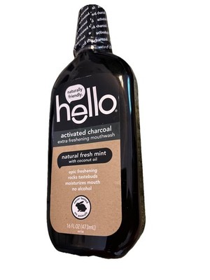 hello Activated Charcoal Mouthwash Natural Fresh Mint&Coconut Oil 16Oz