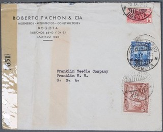 MayfairStamps Colombia 1940s Roberto Pachon Cia Bogota Censored to Franklin NH C