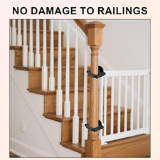 2Pcs Baby Gate Banister Adapters Black No-Drill Mounting Accessories Universal