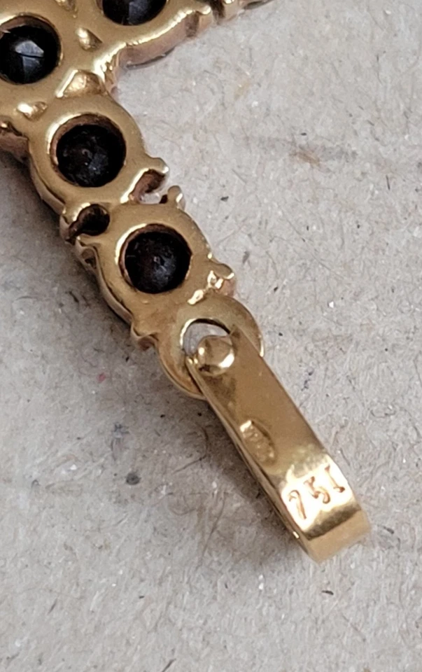 Croix pendentif or jaune 18k avec grenats – Bijou italien vintage - Parfait état - Photo 3/4