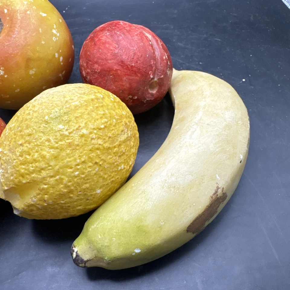Lote De 4 Mangos Plátano Mango De Colección MCM Italiano Piedra Alabastro Fruta Mármol Pesado Foto 2 de 3