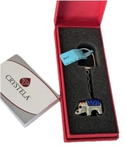 Crystela majestic blue crystals silver Elephant Keychain or purse charm