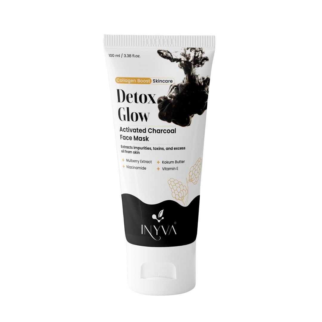 DetoxGlow Activated Charcoal Face Mask with Mulberry Extract and Niacinamide for Deep Cleansing
